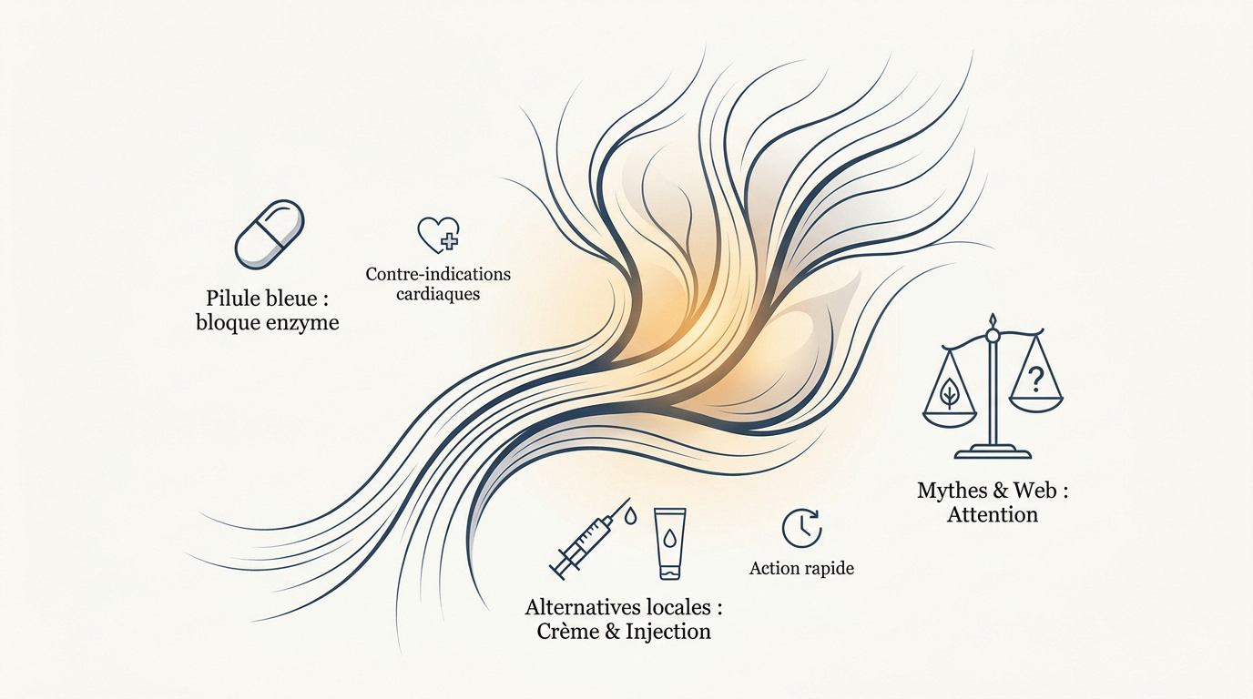 Tablette de médicaments et stéthoscope illustrant les solutions médicales contre les troubles de l'érection