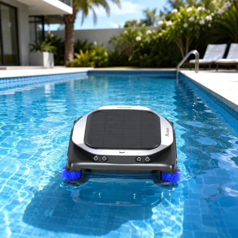 Robot piscine Dreame dans un bassin extérieur