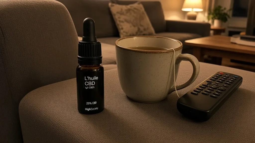 Huile CBD 20 % High Society, soirée à la maison