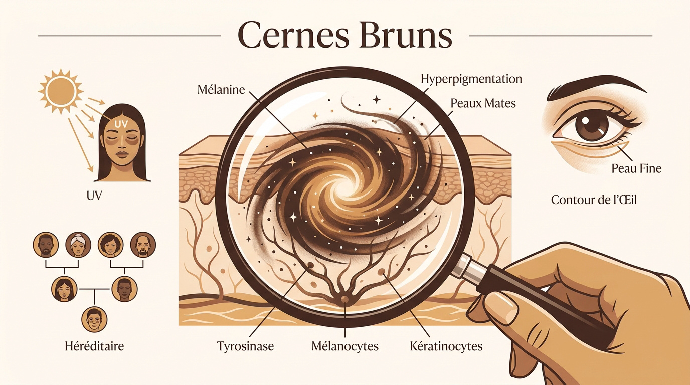 Schéma des causes de l'hyperpigmentation périorbitaire