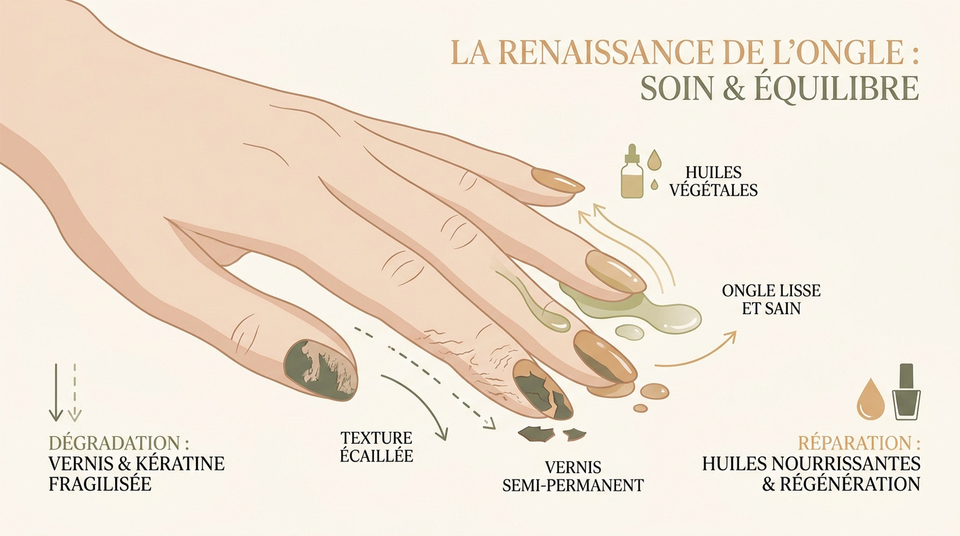 Soins naturels et huiles végétales pour la régénération des ongles après une manucure