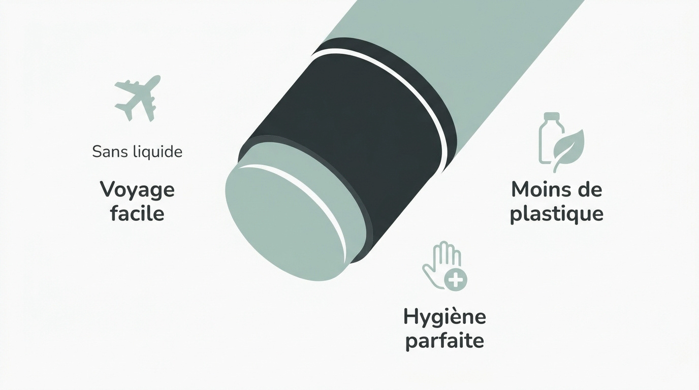 Stick nettoyant visage pratique pour le voyage et écologique