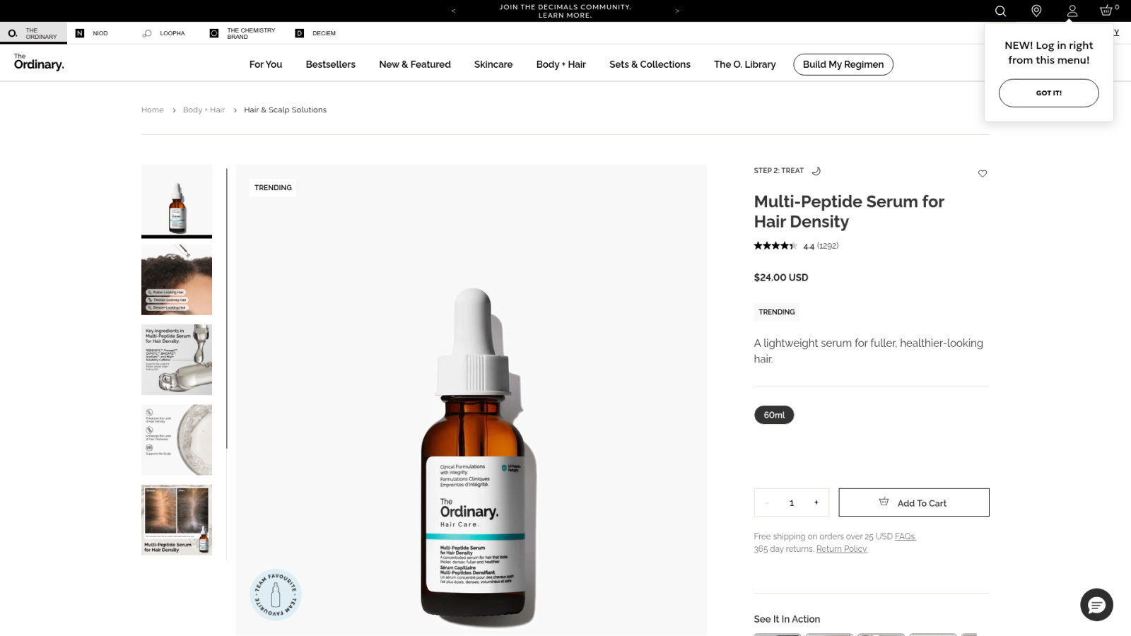The Ordinary : le complexe multi-peptides pour la densité capillaire