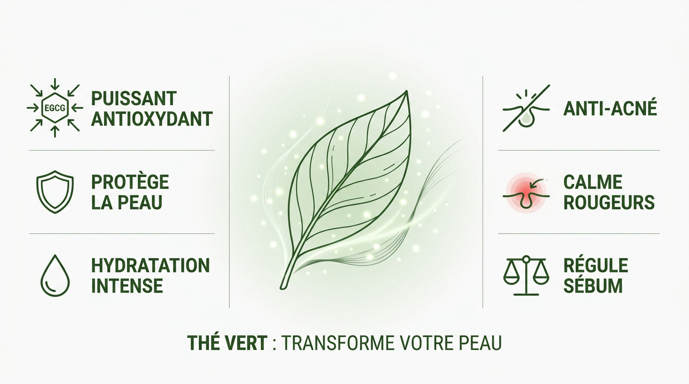 Soin visage au thé vert antioxydant