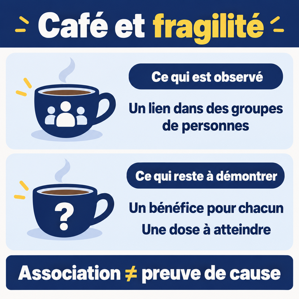 Les études observent un lien entre café et fragilité, mais ne démontrent ni bénéfice individuel ni dose à atteindre.