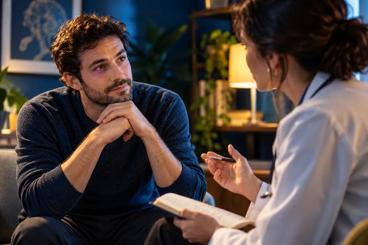 Une adulte échange avec une médecin pendant un entretien de consultation.